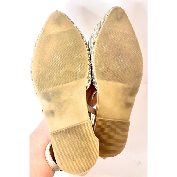 Torrid Rhinestone Nude Flats 9.5 WW (Fit 11) Sparkly Dressy Ankle Strap Shoes - Picture 8 of 10